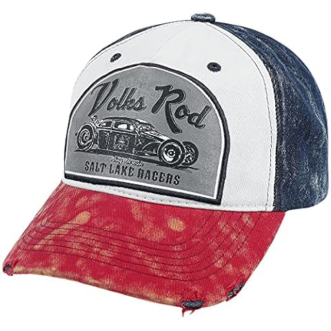 King Kerosin Men's Baseball Cap | Embroidery | Used Look | Cotton Volks Rod - Off-White - One size Cover