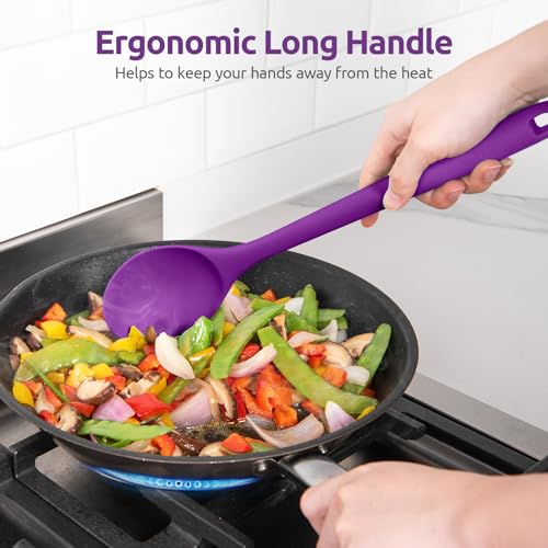 Image of U-Taste Silicone Cooking Spoon, 13.3 inch Long Large Mixing Spoon, Purple