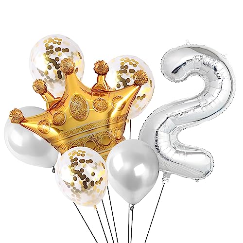 Image of 40 Inch Silver Number Balloons, Helium Mylar Foil Number Balloons for Birthdays, Number 2 Balloon for Party Wedding Bachelorette Birthday Bridal Shower Anniversary Celebration Party Decorations