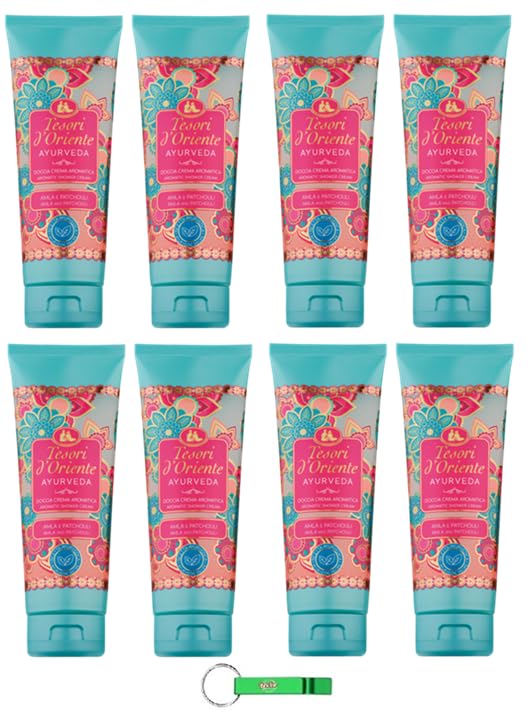 Tesori d'Oriente Gel de Ducha Ayurveda - Crema de ducha con notas de Amla y Pachuli - Limpia la piel suavemente y le da brillo y suavidad 250 ml + llavero Beni Culinari gratuito