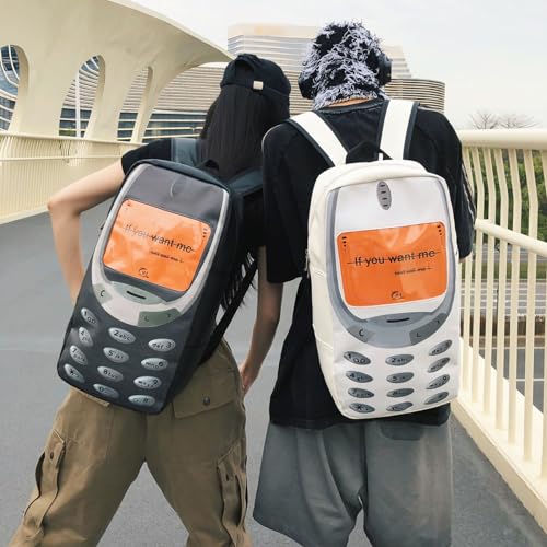 Teclado Fashion Backpack Personality Spoof Mobile Phone Style Casual Vintage Bookbags Lightweight Travel Daypacks (White)3