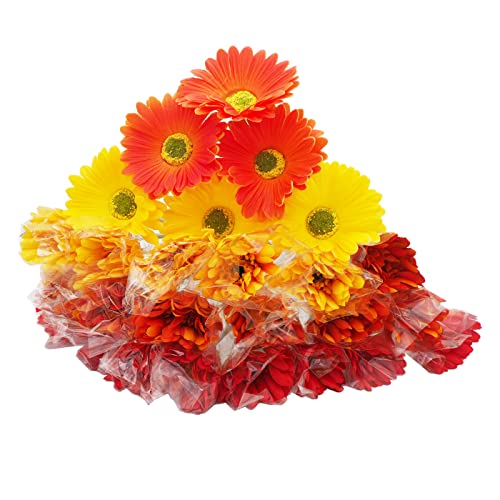Momiaday 26 Pcs Fall Artificial Flowers Gerbera Daisies Bouquets Silk Flowers For Home Living Room Orange Diy Floral Arrangement #TOP4
