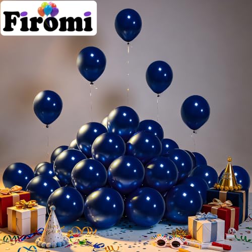 Image of Firomi Navy Blue Balloons 5- inch 100pcs (with 2 ribbons)