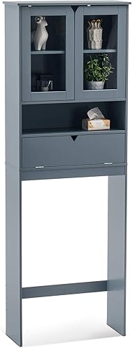 Miniatura 3 de ivinta Armario de almacenamiento para baño con estante ajustable organizador de madera para ahorrar espacio sobre el inodoro estante montado en la