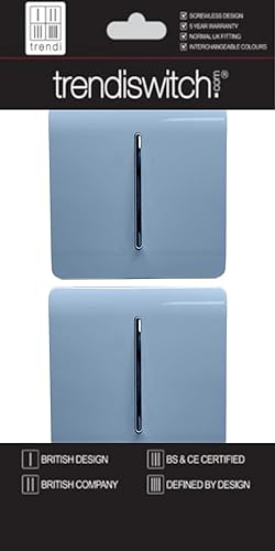 Miniatura 2 de Trendi - Interruptor de luz táctil de 1 banda de 2 vías, artístico, moderno, brillante, 10 amperios, cielo (paquete de 2)