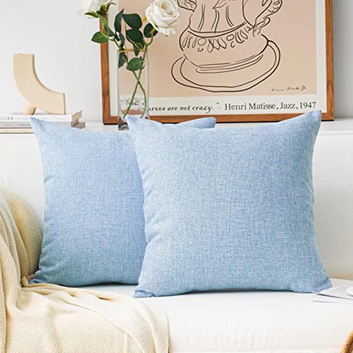 Home Brilliant 65x65 Cushion Cover Set of 2 Linen Large Blue Cushion Cover for Patio Sofa Bed Handmade Throw Pillows 65x65 cm