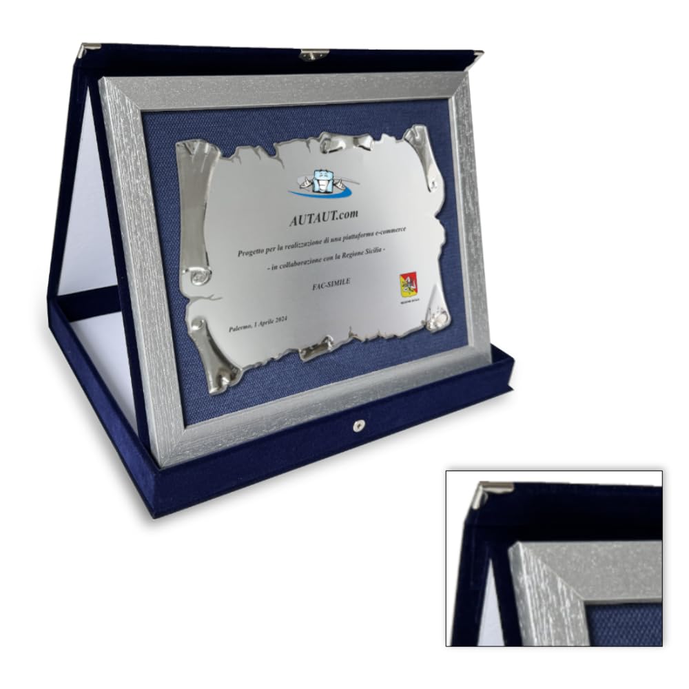 Creathome Cornice Targa Auto Blu Metallizzata, Motivo 3D, In Lega Di Zinco, Universale 15,2x30,5 Cm - 6
