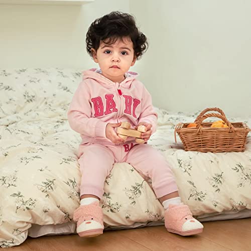 Estamico Baby Boys Girls Warm Fleece Boots Non-Slip Sole For Infant Crib Winter Shoes, Pink 6-9 Months #TOP5