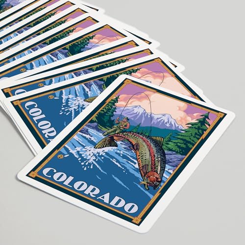 Lantern Press Colorado, Escena Pesca con Mosca, 52 Cartas Poker miniatura 5