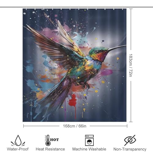 Rideau de douche colibri tissu imperméable 168x183 rideau de bain lavable baignoire - 4