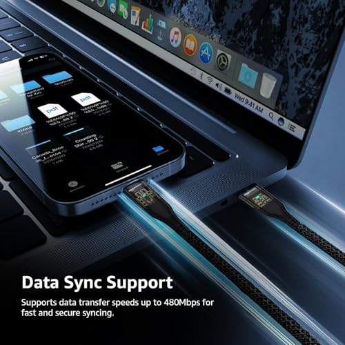 Image of amazon basics Type-C to Lightning iPhone Cable | 30W Fast Charging, 480Mbps Data Sync, Car AirPlay, LED Indicator | Compatible with iPhone 14 /13 /12 /11 /10 /8 /7 /6 /6, iPad, AirPods | 1.2m | Black