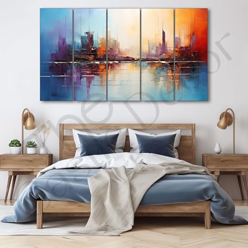 Image of The Castle Decor Abstract art painting with frame Big Size 27x48 Wall art for living room,Bedroom,Drawing room,Hotels-Wooden Framed-340