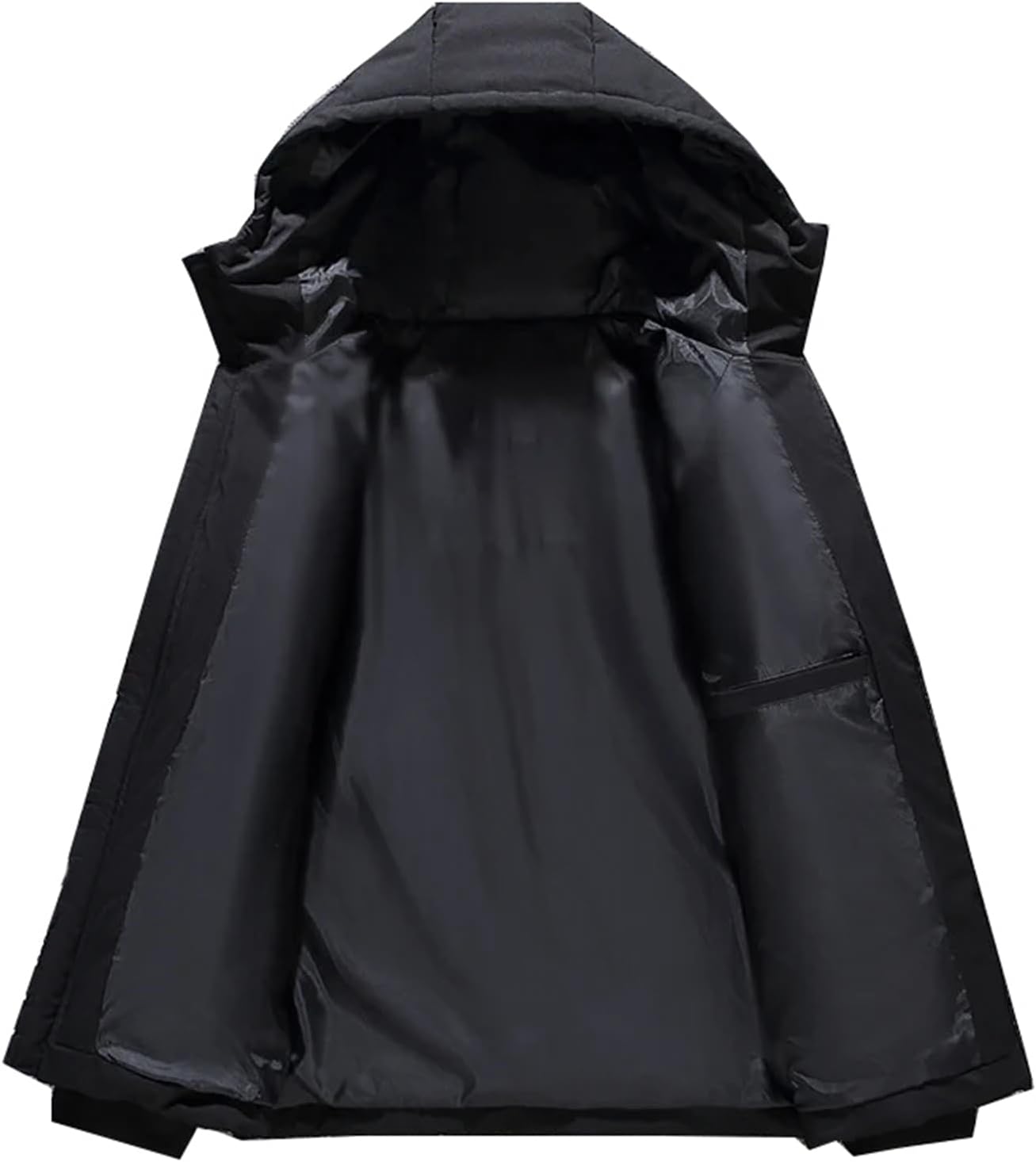 Mnjyihy Men Down Jackets Winter Thick Hooded Solid Color Down Jackets Outerwear Parkas Casual Windproof Coat