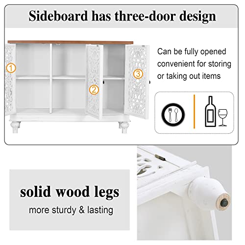 Phi Villa Accent Cabinet With Doors - Farmhouse Credenza Entryway Cabinet For Living Room, White Sideboard Buffet Storage Cabinet #TOP4