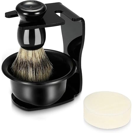 Anself 4pcs Men Shaving Set, Badger Hair Brush,  Shaving Razor Holder Stand, Soap Bowl, Shaving Soap