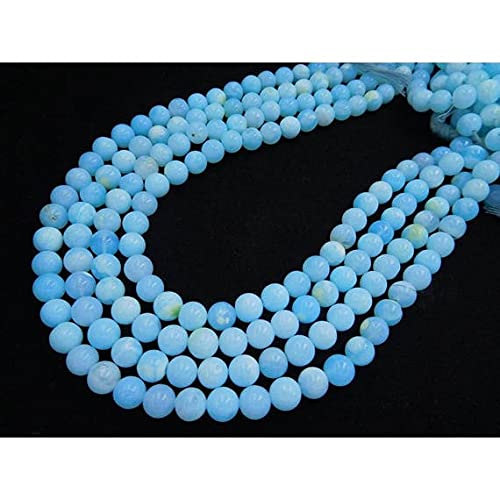 Perles opale bleue 7-8 mm lisses pour réparer et personnaliser vos bijoux