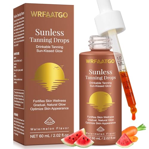 Sunless Tanning Drops to Drink, Oral Tanning Drops, Drinkable Tanning Supplement with Natural Ingredients to Boost Melanin Naturally, for a Bronzing Glow without Sun Damage, 60 ml (1 PC)