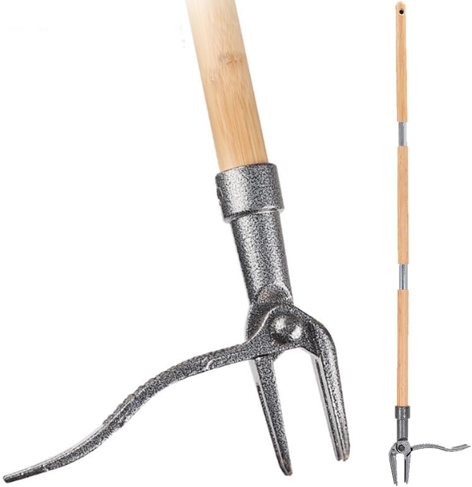 Stand-Up Weeder Puller Tool-Manual Weeding Tool with Curved 4-Claw Steel Head, Non-Slip Handle,Stand-Up Weeder Puller -Gardening Hand Weeding-The Original Stand Up Weed Puller Tool with Long Handle.