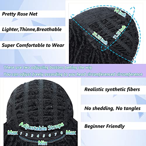 Jiajia 8 Inch Short Dreadlock Wig For Black Women Afro Curly Twist Wigs Synthetic Heat Resistant Breathable Faux Locs Braids Hair Wigs With Curly Ends Crochet Braided Wigs (1B Natural Black) #TOP3