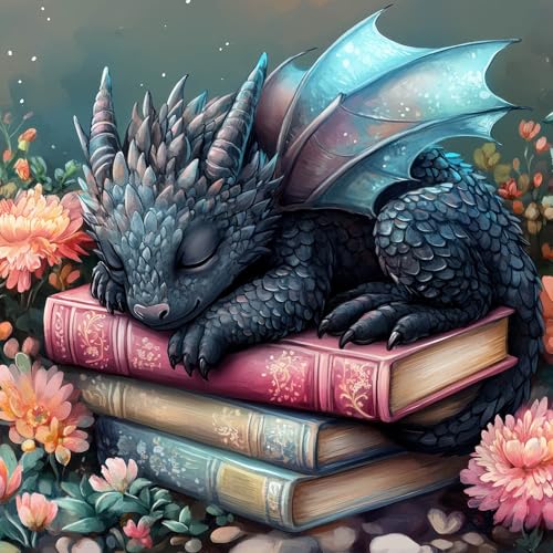 Baipisan Book Dragon Diamond Art Painting Kits for Adults Full Drill Diamond Dots Paintings for Beginners Round 5D Paint with Diamonds Pictures Gem Art Painting Kits DIY Crafts Kits 14x14