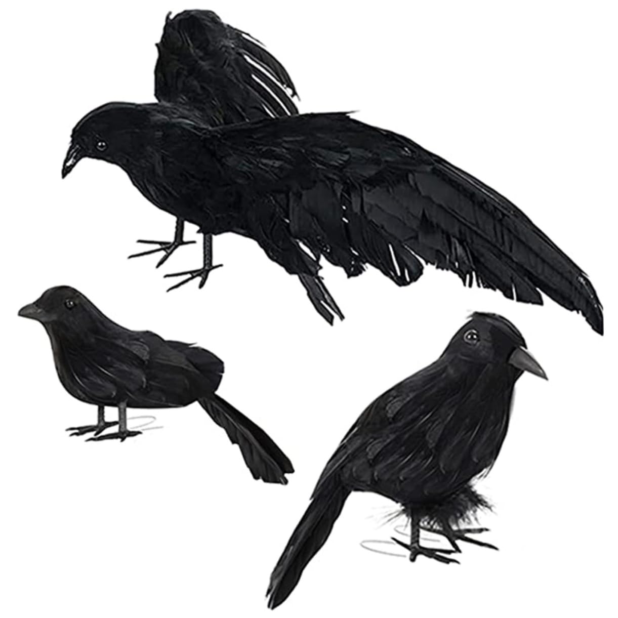 Corbeaux Halloween HANABASS : lot de 12 oiseaux réalistes pour votre déco