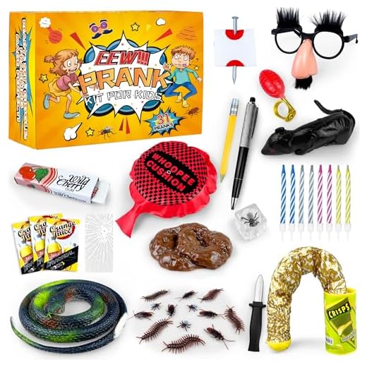 PPXMEEUDC 31 PCS Prank Kit for Kids Prank Toys Pack Set Box for Gifts April Fools Pranks Practical Jokes for April Fool's Day Halloween Christmas Birthdays