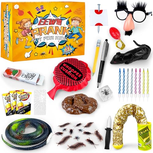 PPXMEEUDC 31 PCS Prank Kit for Kids Prank Toys Pack Set Box for Gifts April Fools Pranks Practical...