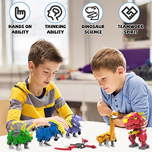 Wenbeier Robot Dinosaur Toys 6-In-1 Combined Large Robot Toys Take Apart Toys Including 6 Dinosaur Action Figures -Triceratops Deformation Toys For Kids 6-12（10“） #TOP5