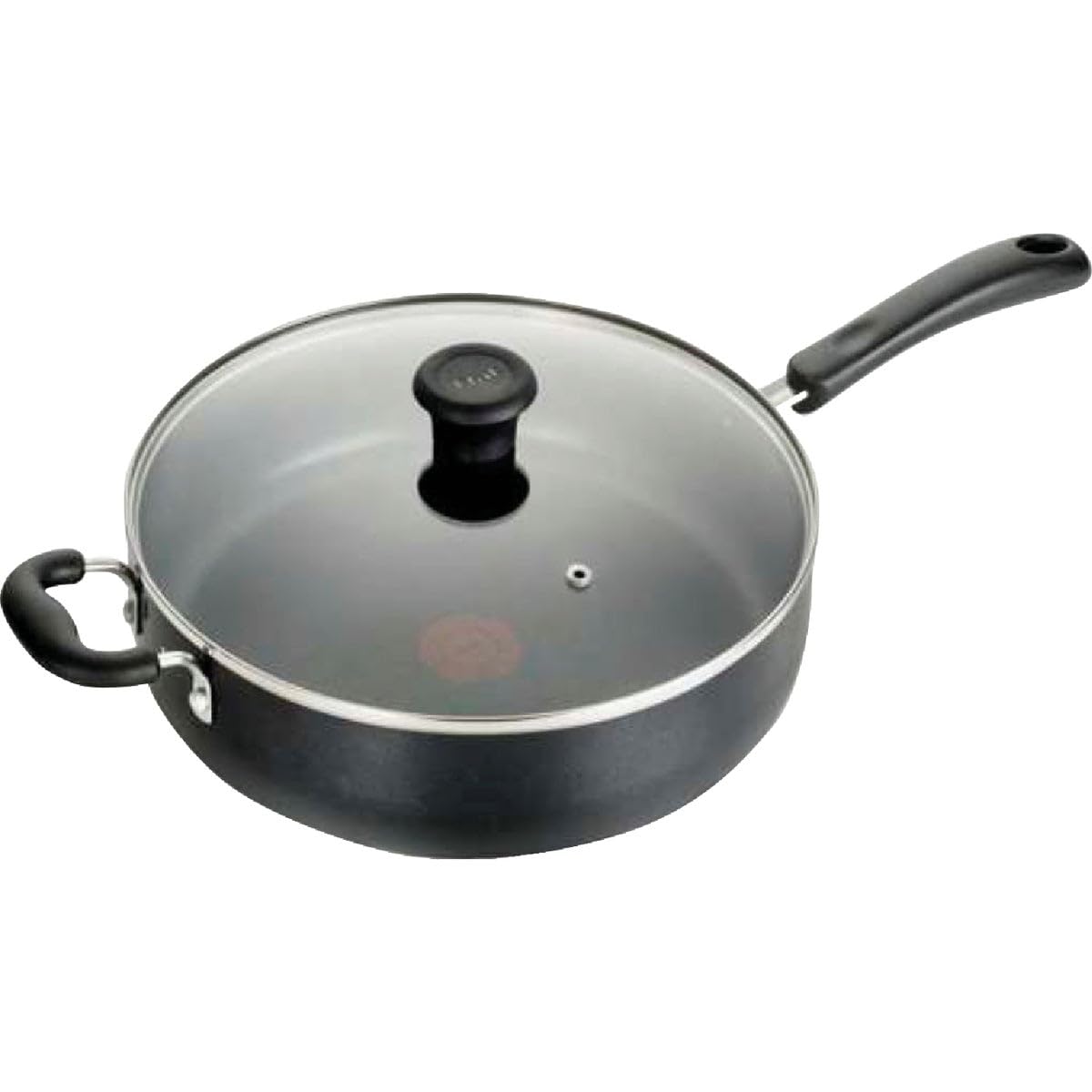 T-fal Specialty Nonstick Saute Pan with Glass Lid 5 Quart, Oven Broiler Safe 350F, Cookware, Deep Frying Pan with Handle, Skillet, Kitchen, Pots and Pans, Dishwasher Safe, Black