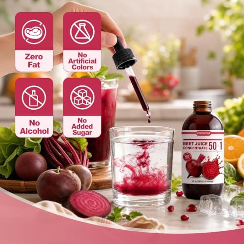 VEGEPEDIA 50:1 Beet Juice Concentrate Liquid Drops, 400mg Nitrates Per Serving, Naturally Smooth Beetroot Flavor, Non-GMO, Vegan, Gluten-Free, Zero Sugar, No Alcohol, 15 Servings, 4 Fl Oz-2pcs - 4
