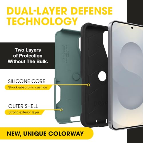 Image of OtterBox Samsung Galaxy S25 Commuter Series Case - Eclipse Green (Green & Black), Slim & Tough, Duel Layer, Pocket-Friendly, Port Protection, Protective Phone Case