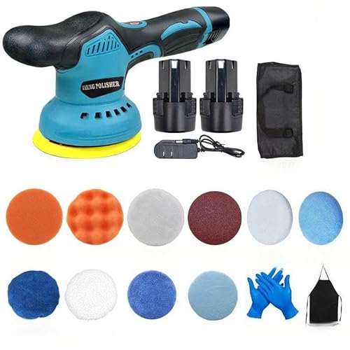Cordless Car Polisher,Dual Action Polisher,with 2pc 2.0Ah 12V Lithium Rechargeable Battery,Brushless ,8 Variable Speed,BufferSander