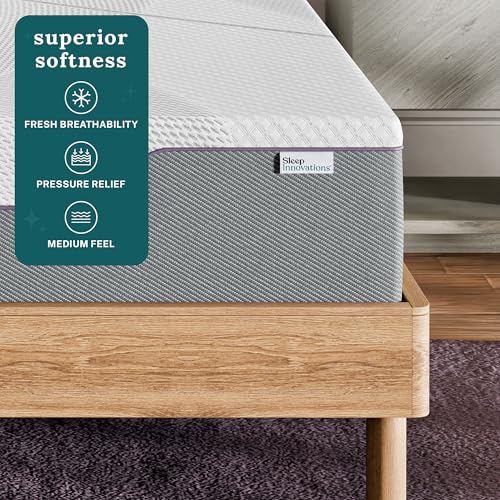 Image of Sleep Innovations Shiloh 12 Inch Green Tea Memory Foam Mattress, King Size, Bed in a Box, Medium Feel