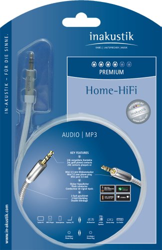 In-akustik 004101015 Premium Series MP3 Stereo Mini To Mini Audio Cable, 4.9 Feet, White - Image 3