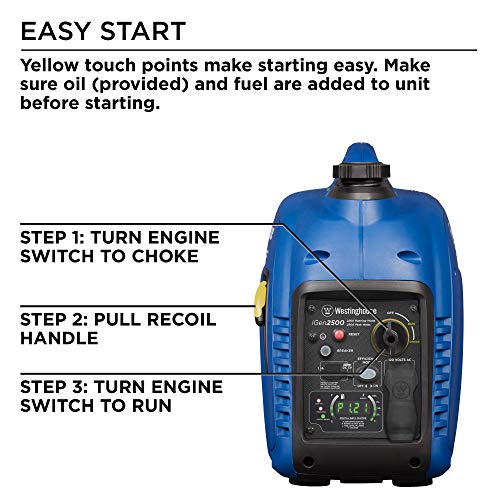 Westinghouse iGen2500 Super Quiet Portable Inverter Generator 2200 Rated and 2500 Peak Watts, Gas Powered, CARB Compliant