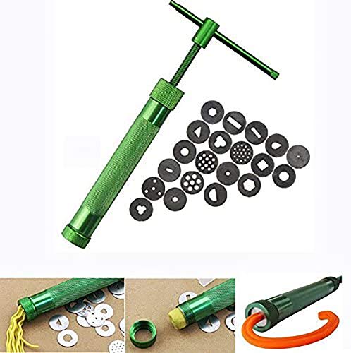 Clay Extruder Gun With 20 Tips Sugar Paste Extruder Cake Decor Tools, Stainless Steel Rotary Crowded Mud Clay Extruder Craft Gun Cake Fondant Sculpture Decorating Tool Set #TOP4