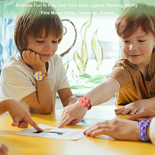 Lnuobp 2 Pack Upgraded Push Bubble Sensory Bracelet Toys Pop Its Fidget Toy [Stress Relief Wearable Fidget Toys] [Finger Press Silicone Bracelet Toy] Anti-Anxiety Tools For Kids And Adults (Colorful) #TOP6