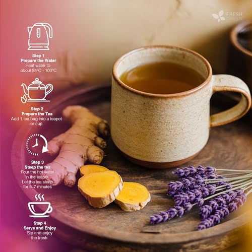 Image of FreshDrinkUS, Premium Herbal Wellness Tea Bags | 75 Count | Blend of Sencha, Ginger, Fennel, Dandelion, Tulsi, Turmeric, Peppermint, Lavender, Lemongrass & Stevia - Herbal Tea. Vegan