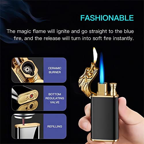 Ovtsc Dragon Refillable Butane Torch Lighter, Windproof Cool Funny Unique Novelty Design.jet Gas Lighter.for Grill Candle Kitchen.men’s Gift(Without Gas) #TOP3