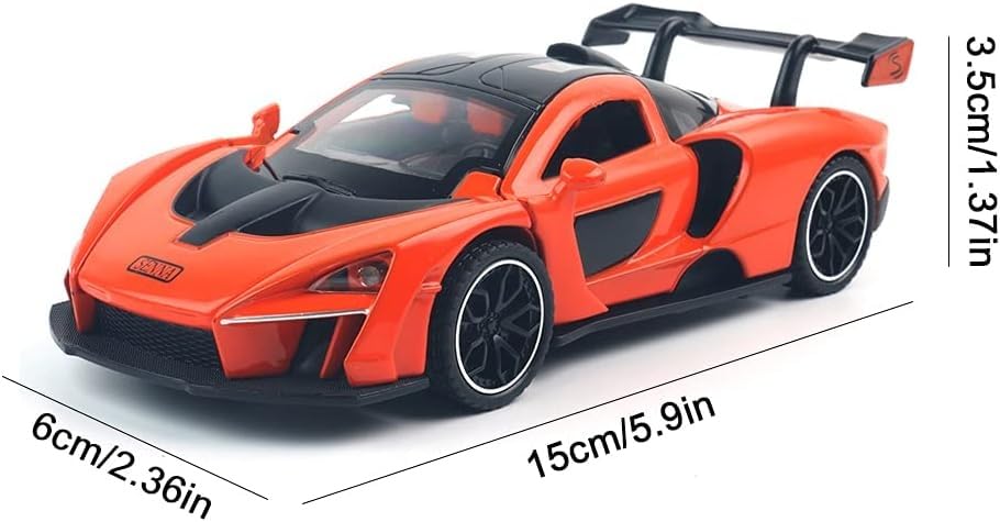 Image of Mclaren Senna Toy Car - 1:28 Scale Alloy Die-Cast Supercar Model with Lights & Sound, Pull-Back Sports Car Toy for Kids, Boys & Collectors - Gift Item (Color May Vary)