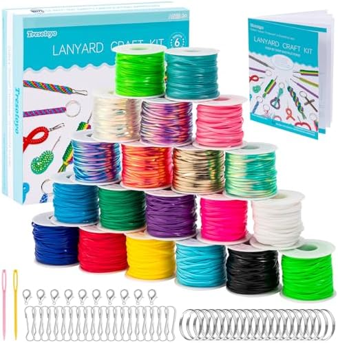 Amazon.com: Tresotoyo Lanyard String, 20 Rolls Gimp String, Plastic ...