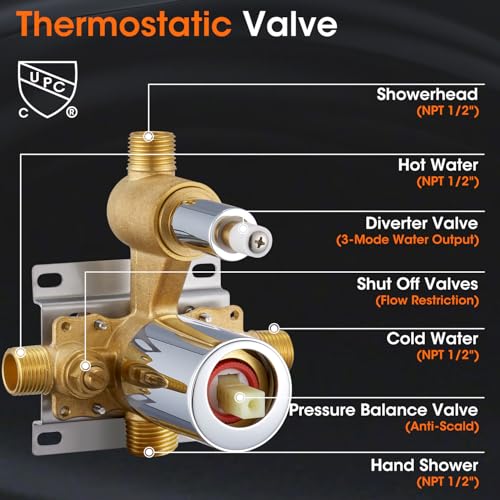 Image of Rainfall Shower System Shower Faucet Set, Luxury, Antique, Polished Chrome