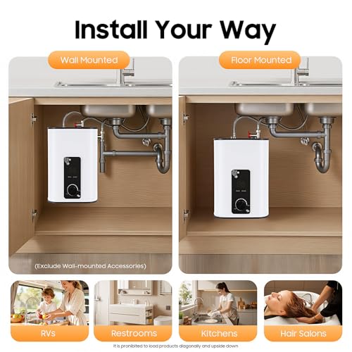 8L Warmwasserspeicher, 1500W Untertisch Boiler mit Thermostop- Funktion Untertischboiler, 0- 65℃ Einstellbarer Temperatur, Mini- Elektro- Warmwasserbereiter für üchen, Schränken und Badezimm-9