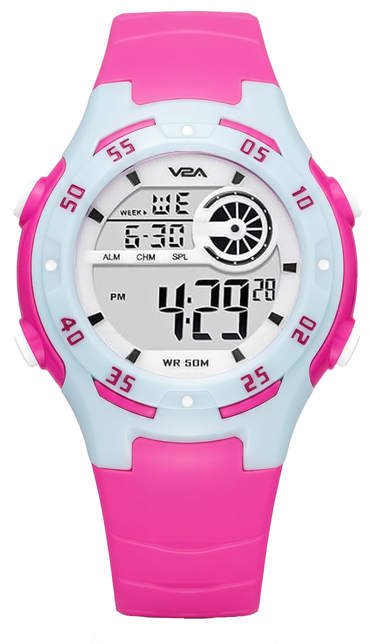 V2A Digital 5ATM Waterproof Kids Pink Sports Watch for Girls | Kid Watches V2A Digital 5ATM Waterproof Kids Pink Sports Watch for Girls | Kid Watches