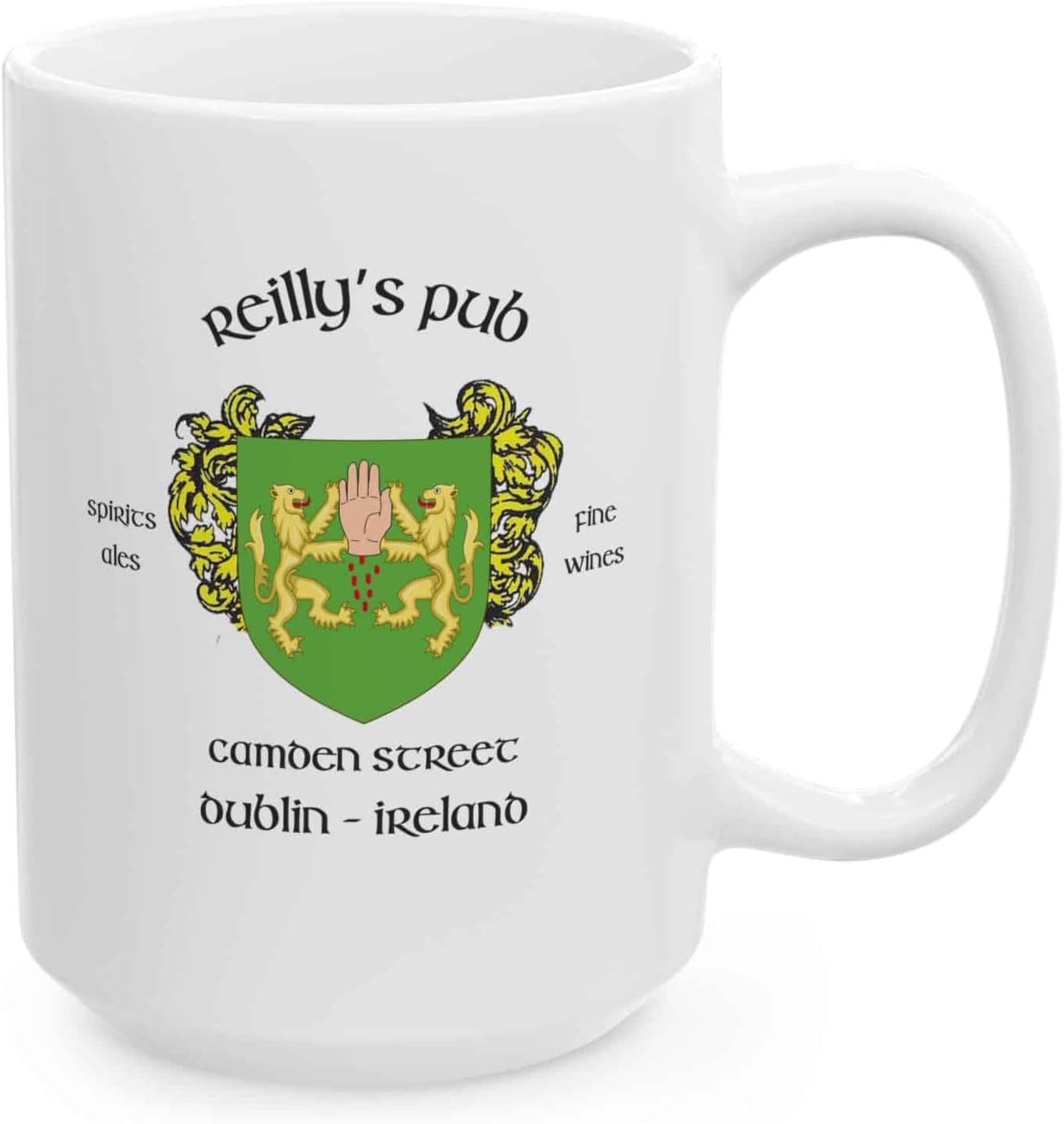 Irish Pub Coffee Mug and Tea Cup from Over 100 Irish Bars featuring Family Crest and Coat of Arms Designs - Set of 4 Mugs (Reilly's Pub)