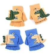 YeahBoom 2 Paar 3D Kinderhandschuhe Winter,Fäustlinge mit Knopf Klappe,Kinderhandschuhe Elastisch...