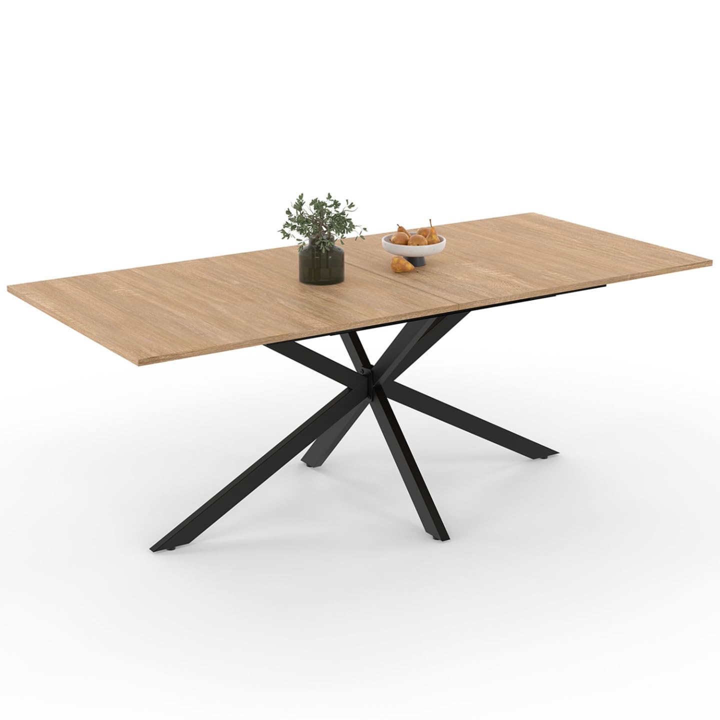 IDMarket - Table à Manger Rectangle Alix 200 cm Pied araignée Bois et Noir