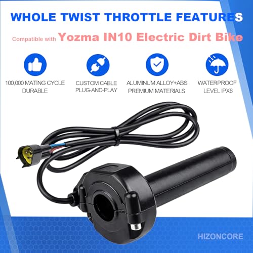 Image of Compatible Fit for Yozma IN10 Valtinsu Strike Shadow SX Electric Dirt Bike Twist Throttle, Full Twist Throttle Handle with Male Connector, Rolling Bearing & Cable Kit