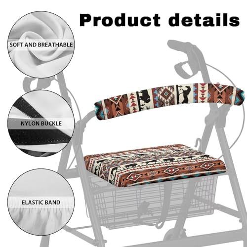 Image of Tribal Horse Rollator Walker Seat and Backrest Covers Easy to Install Accessories for Rollator Walkers Universal Walkers Seat Covers for Seniors Women Men