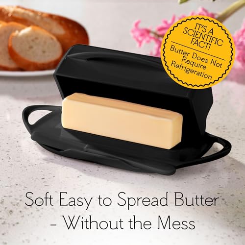 Image of Butterie Flip-Top Butter Dish with Matching Spreader (Black)